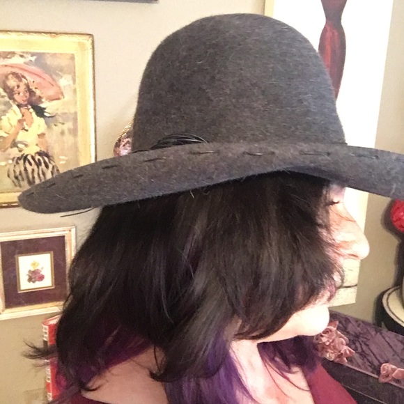 Grey wool large brimmed custom made hat - OS - Picture 5 of 6